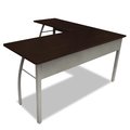 Linea Italia L Shaped Desk, 59.13 in D X 59.13" W X 29.5" H, Mocha/Gray, Steel LITSH737MOC